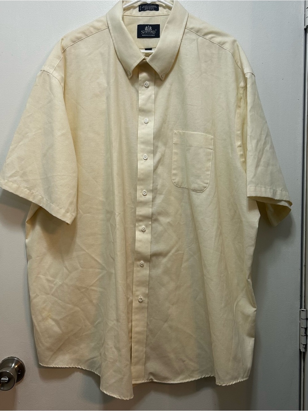 Stafford Men’s Short-Sleeve Button-Down Shirt - Light Cream
